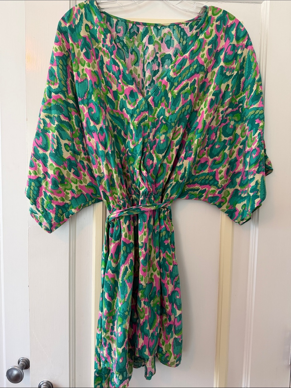 Vibrant Green & Print Tie-Waist Romper